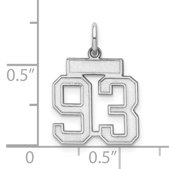 Sterling Silver/Rhodium-plated Satin Number 93 Charm - Picture 3 of 4